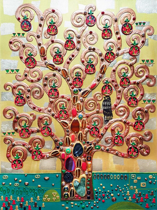 Peinture intitulée "The Pomegranate Tre…" par Irina Bast, Œuvre d'art originale, Acrylique Monté sur Châssis en bois