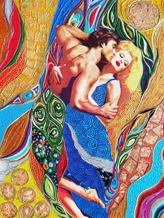 Painting titled "Love painting. Man…" by Irina Bast, Original Artwork, Acrylic Mounted on Wood Stretcher frame