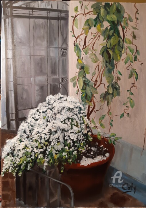 Malarstwo zatytułowany „neige à Paris. 19 m…” autorstwa Irina Caby (Bonbon.mme), Oryginalna praca, Olej