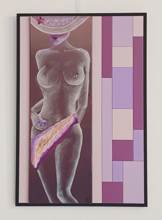 Peinture intitulée "Mosaïque "Nu"" par Irina Duquesne, Œuvre d'art originale, Huile Monté sur Panneau de bois
