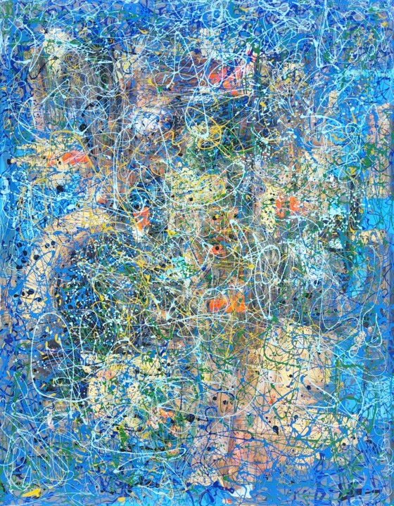 Painting titled "Blue Yellow Red Ori…" by Irina Fedorova, Original Artwork, Acrylic