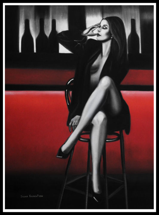 Pintura titulada "The red and the bla…" por Irina Goldenfish, Obra de arte original, Oleo