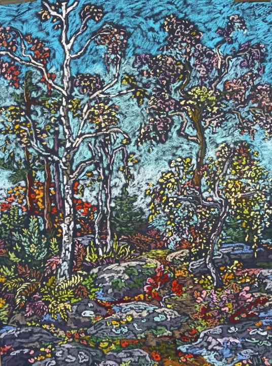 Peinture intitulée "Forêt de Fontainebl…" par Irina Grigoriev-Vaschinkina, Œuvre d'art originale, Pastel