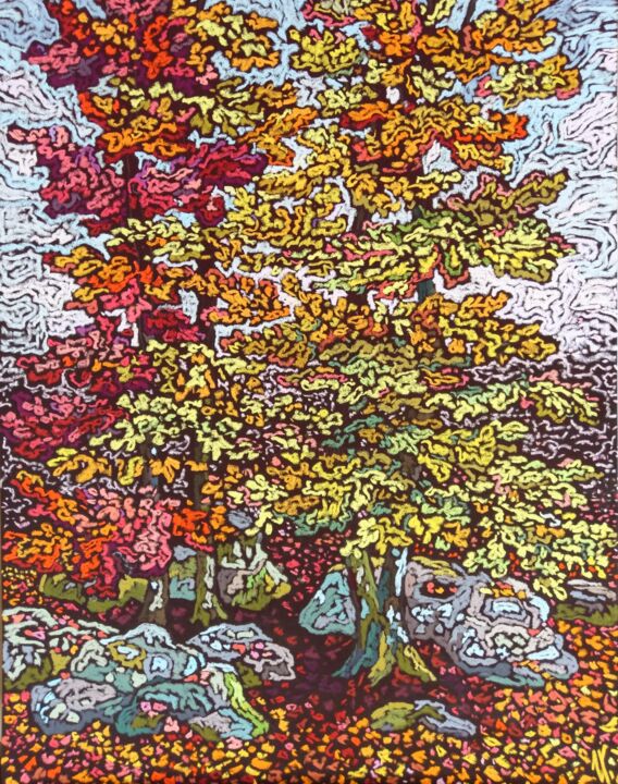 Peinture intitulée "Arbres De Fontaineb…" par Irina Grigoriev-Vaschinkina, Œuvre d'art originale, Pastel