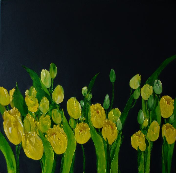 "Yellow tulips, oil…" başlıklı Tablo Iryna Khmelevska tarafından, Orijinal sanat, Petrol