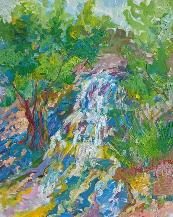 Ζωγραφική με τίτλο "waterfall" από Ірина Кіндрицька, Αυθεντικά έργα τέχνης, Λάδι