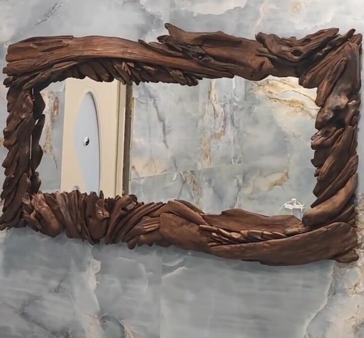 Design titled "Handmade mirror" by Irina Kogut, Original Artwork, Accessories Mounted on Wood Stretcher frame