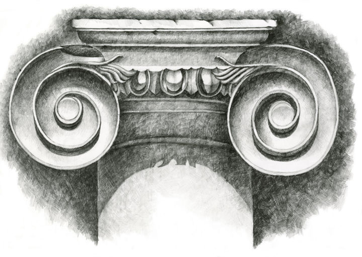 Dessin intitulée "Architectural detail" par Irina Laskin, Œuvre d'art originale, Graphite