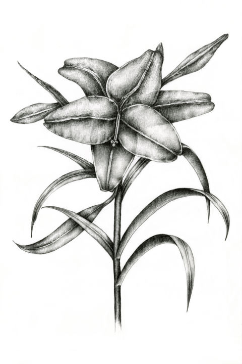 「Lily」というタイトルの描画 Irina Laskinによって, オリジナルのアートワーク, グラファイト
