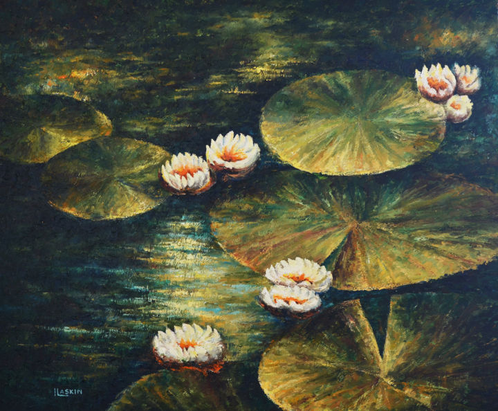 Pittura intitolato "Waterlily" da Irina Laskin, Opera d'arte originale, Olio