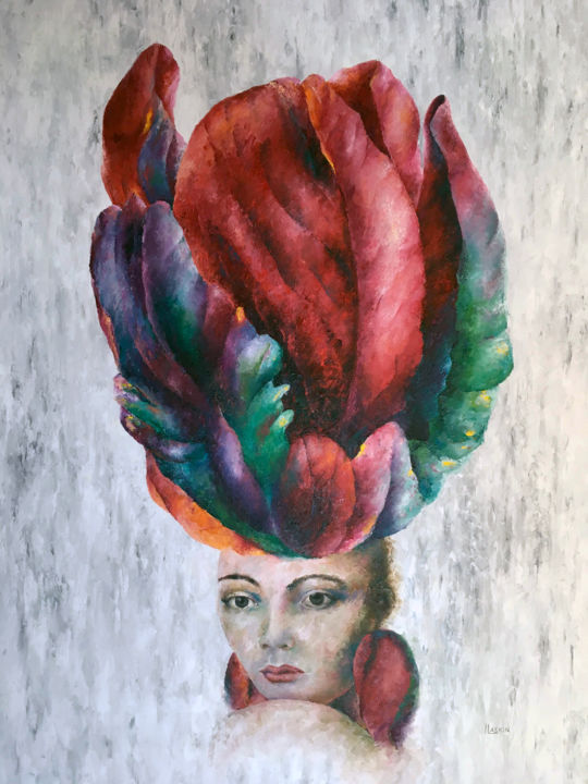 Painting titled "Parrot tulip" by Irina Laskin, Original Artwork, Oil