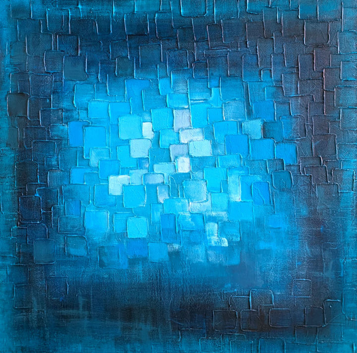 Painting titled "Night cubes" by Irina Laube, Original Artwork, Acrylic