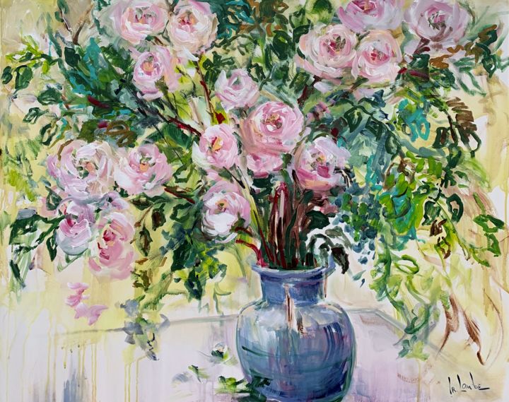 Painting titled "English Roses" by Irina Laube, Original Artwork, Acrylic