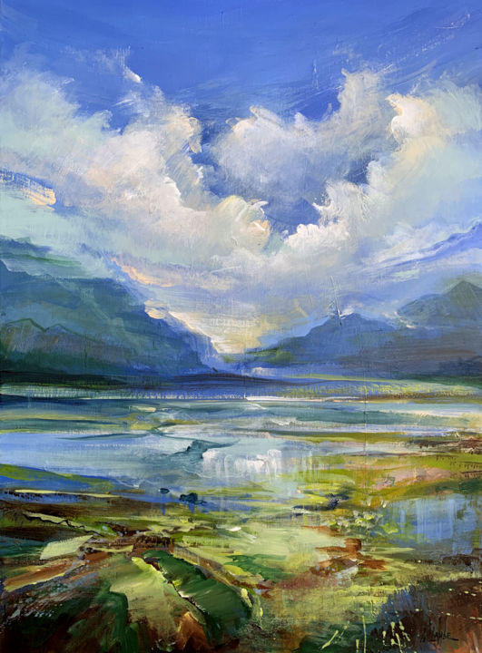 Peinture intitulée "Depth of the sky II" par Irina Laube, Œuvre d'art originale, Acrylique