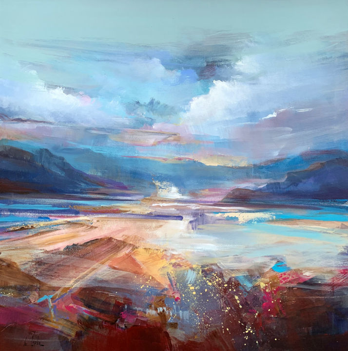 Painting titled "Sunny shore" by Irina Laube, Original Art, Acrylic