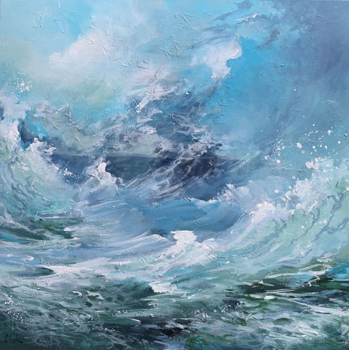 Painting titled "Moving ocean" by Irina Laube, Original Artwork, Acrylic