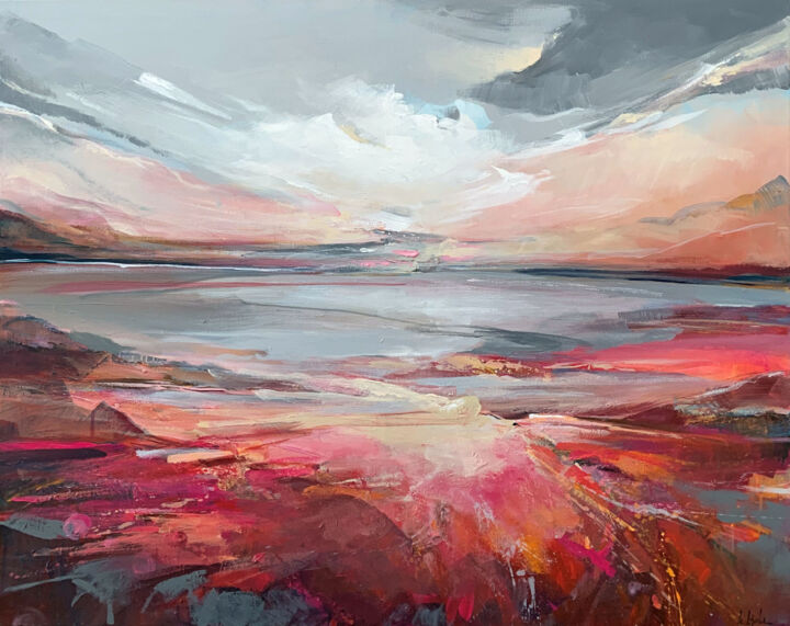 Peinture intitulée "Autumn evening at t…" par Irina Laube, Œuvre d'art originale, Acrylique