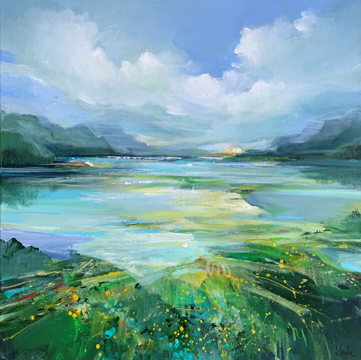 Pittura intitolato "Summer sky" da Irina Laube, Opera d'arte originale, Acrilico