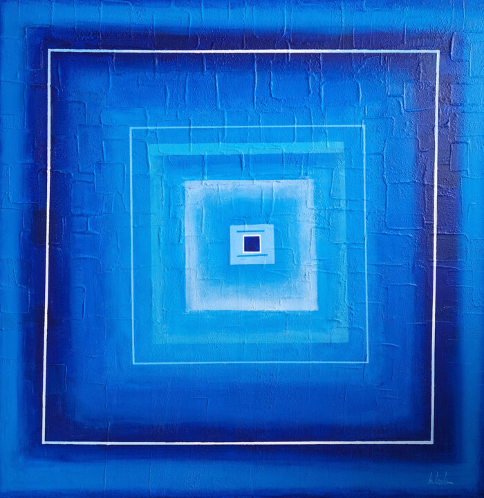 Painting titled "Into Blue" by Irina Laube, Original Artwork, Acrylic