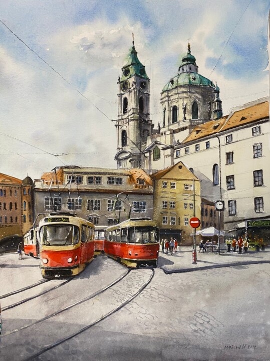 Painting titled "Praga" by Irina Maiakina, Original Artwork, Watercolor