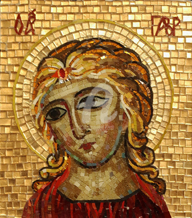 Pintura intitulada "Icon of the Archang…" por Irina Nesterova, Obras de arte originais, Mosaico