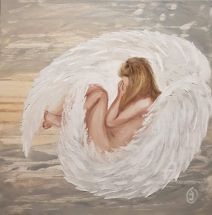 Painting titled "Tortured angel. Ori…" by Irina Oleynik, Original Artwork, Oil