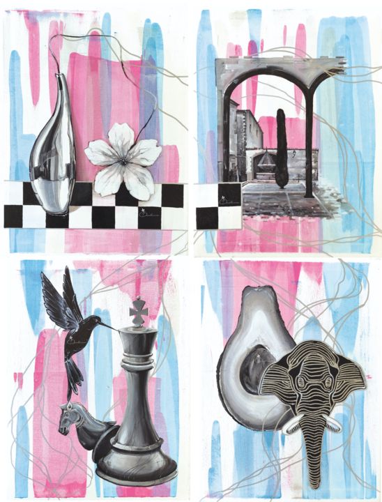 Painting titled ""Chess"" by Irina Ozolina, Original Artwork, Acrylic