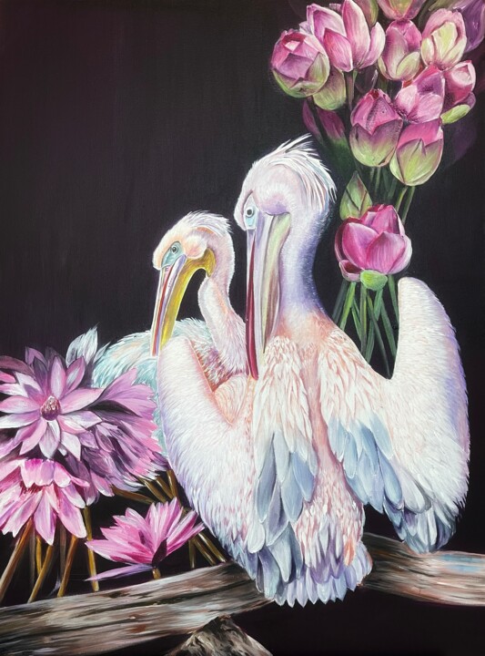 Картина под названием "Pink love" - Irina Ponna, Подлинное произведение искусства, Акрил