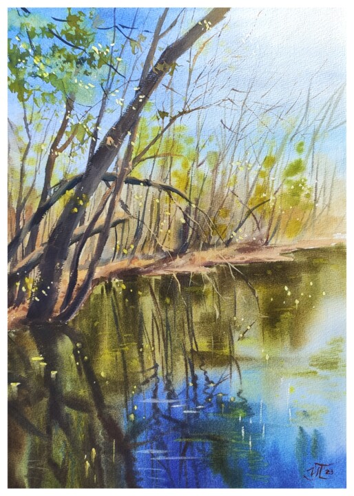 Картина под названием "Spring sun Nature p…" - Irina Pronina, Подлинное произведение искусства, Акварель