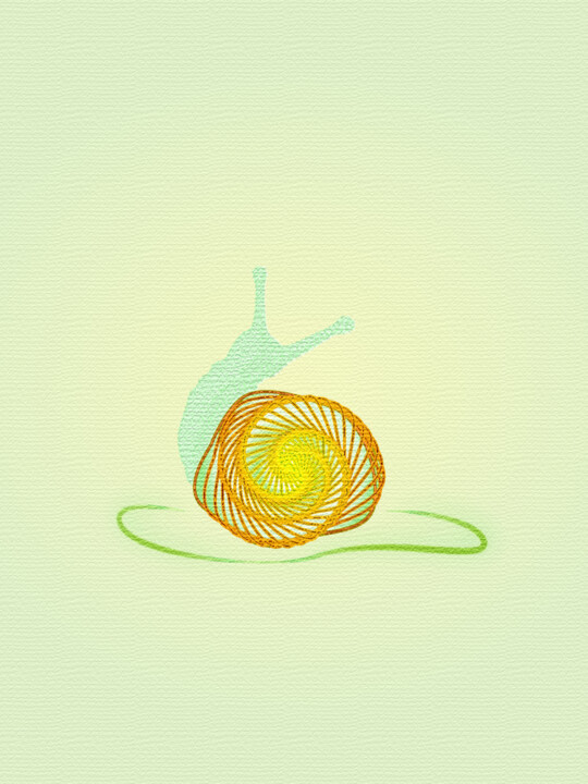 Digital Arts titled "Green snail" by Irina Ryzkova (Ira Go), Original Artwork, 2D Digital Work