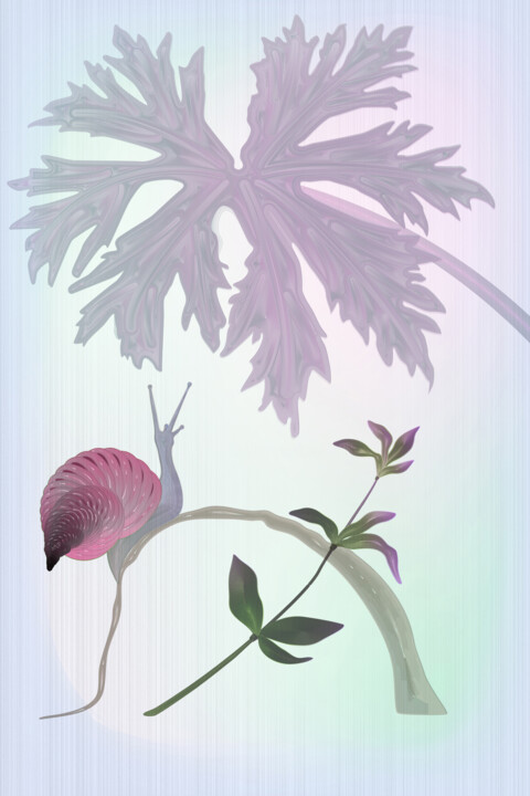 Digital Arts titled "Enchanted snail" by Irina Ryzkova (Ira Go), Original Artwork, 2D Digital Work