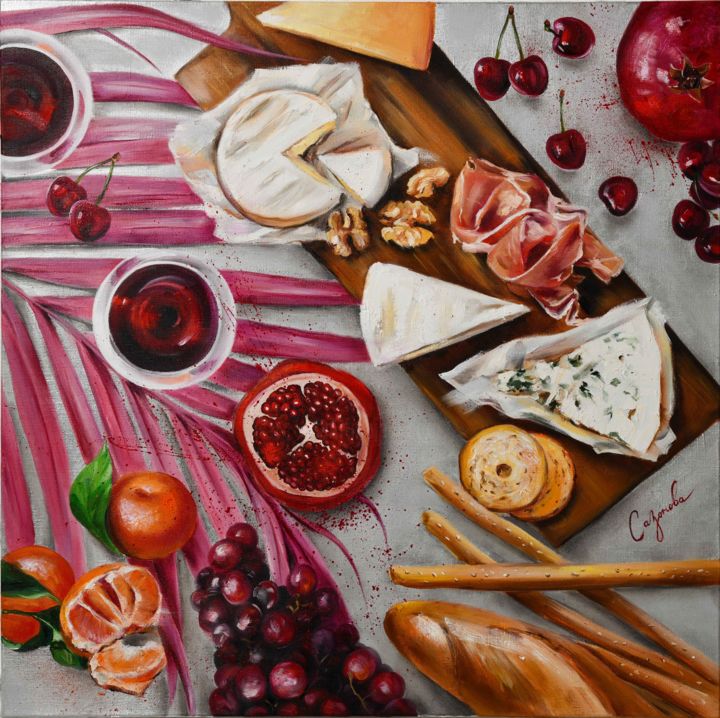 Peinture intitulée "Juicy pomegranate" par Irina Sazonova, Œuvre d'art originale, Huile