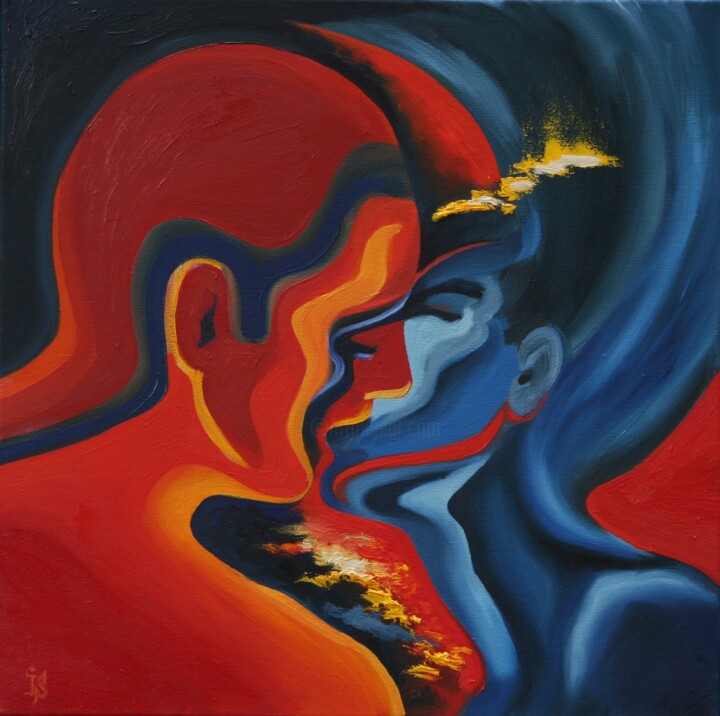 Painting titled "Harmony of passion" by Irina Sergeyeva, Original Artwork, Other Mounted on Wood Stretcher frame