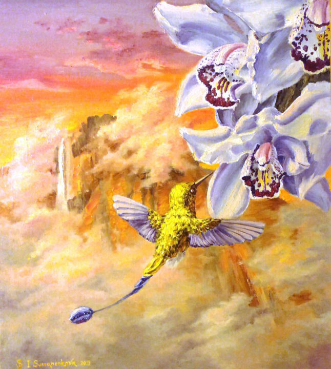 Pittura intitolato "Near the Angel Fall…" da Irina Sumanenkova, Opera d'arte originale, Olio Montato su Telaio per barella i…