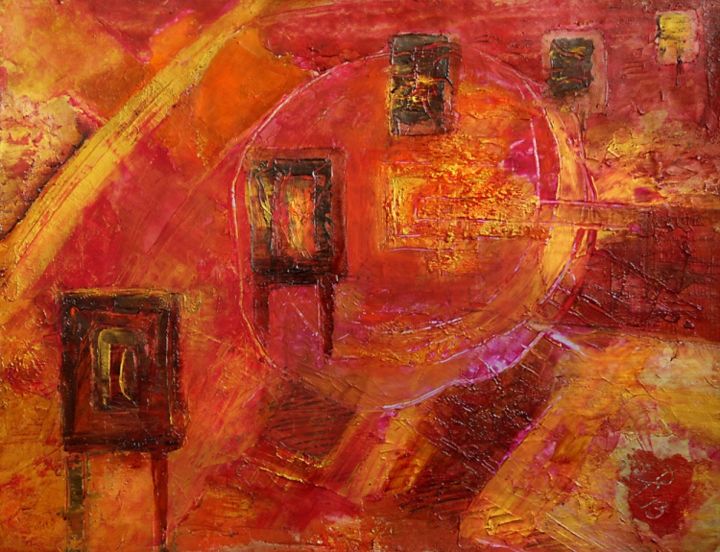 Peinture intitulée "Orange mood - 1" par Irina Tuzhilina, Œuvre d'art originale, Huile