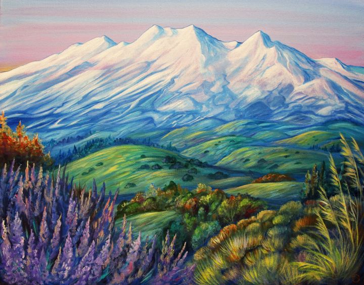 Painting titled "Mount Ruapehu" by Irina Velman, Original Artwork, Acrylic