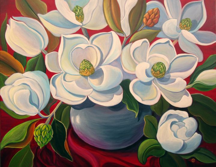 Painting titled "Magnolia" by Irina Velman, Original Artwork, Acrylic