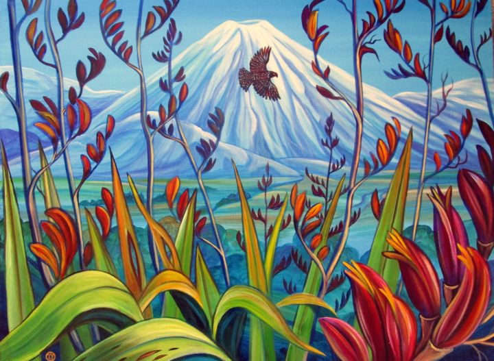 Pintura intitulada "Mt Ngaurugoe" por Irina Velman, Obras de arte originais, Acrílico