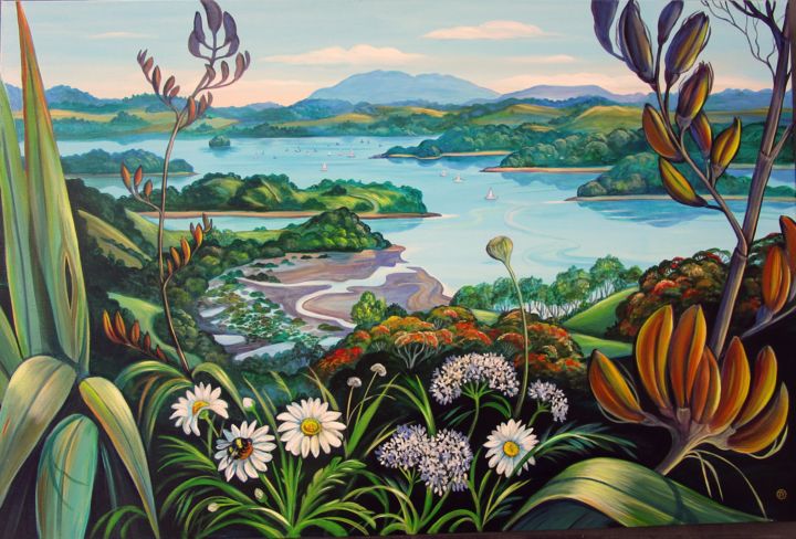 Painting titled "Mahurangi River" by Irina Velman, Original Artwork, Acrylic