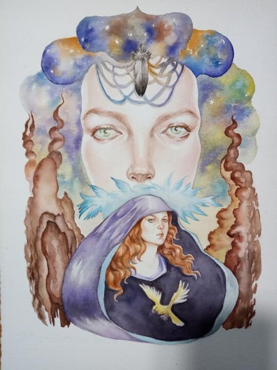 Painting titled "Spirit" by Irina Venelinova Karaivanova, Original Artwork, Watercolor