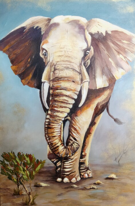 Peinture intitulée "Elephant" par Irina Vishnevetskaia, Œuvre d'art originale, Acrylique Monté sur Châssis en bois