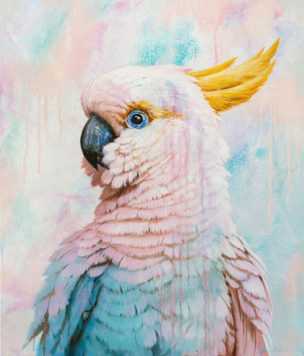 Painting titled "Yellow-crested cock…" by Ira Volkova, Original Artwork, Oil