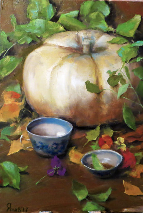 Malerei mit dem Titel "Тыква" von Irina Iatsiv, Original-Kunstwerk, Öl