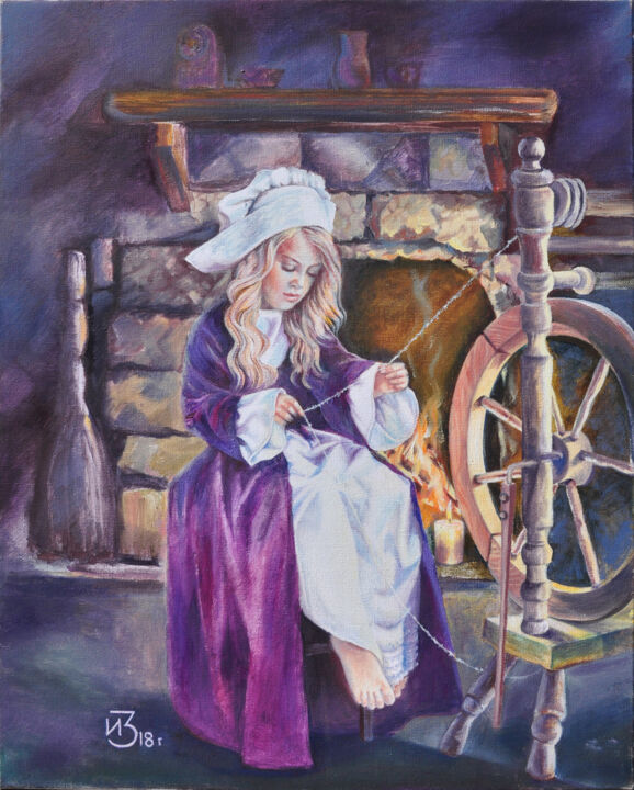Painting titled ""Cinderella"" by Irina Zarubina, Original Artwork, Oil Mounted on Wood Stretcher frame