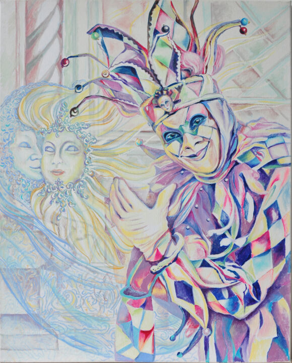 Pintura titulada ""Wise Fool"" por Irina Zarubina, Obra de arte original, Oleo Montado en Bastidor de camilla de madera