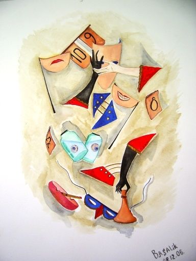 Painting titled "Masks" by Irina Basalik El Houri, Original Artwork