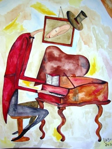 Painting titled "Piano" by Irina Basalik El Houri, Original Artwork