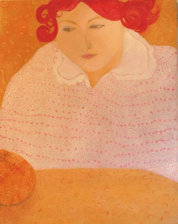 Painting titled "Portrait with Orange" by Irina Abaza, Original Artwork