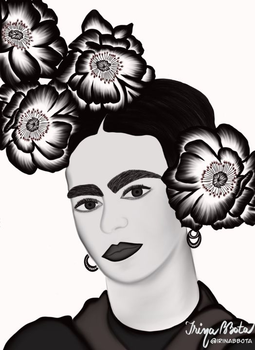 Digital Arts titled "My Frida" by Irina Bbota, Original Artwork, Digital Painting