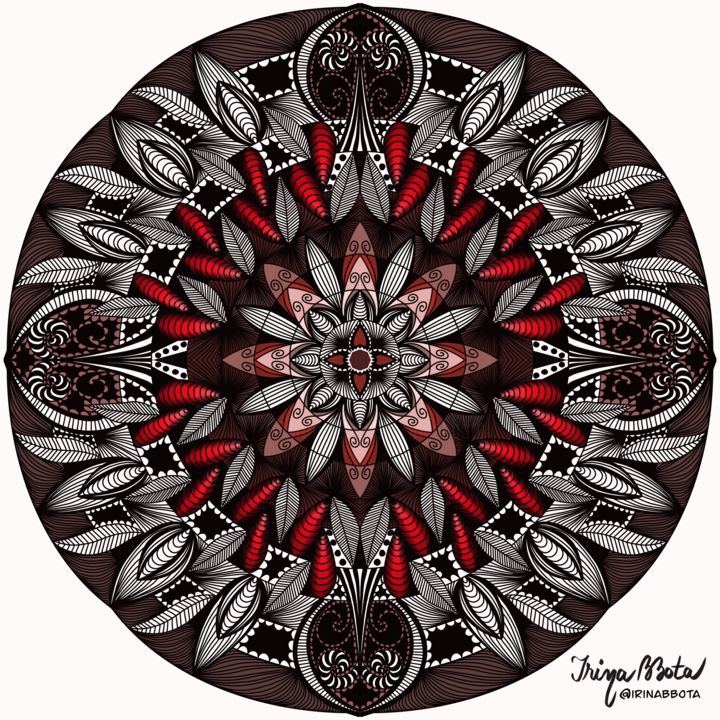 Digitale Kunst mit dem Titel "Mandala" von Irina Bbota, Original-Kunstwerk, 2D digitale Arbeit